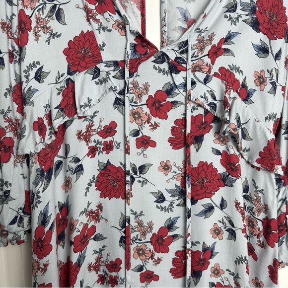 American Eagle Boho Chic blue statement sleeve floral sundress size small - Picture 5 of 9